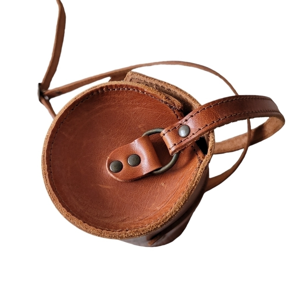 Genuine Leather Cylinder Shape Mini Crossbody Bag Handmade in Greece - Picture 10 of 15